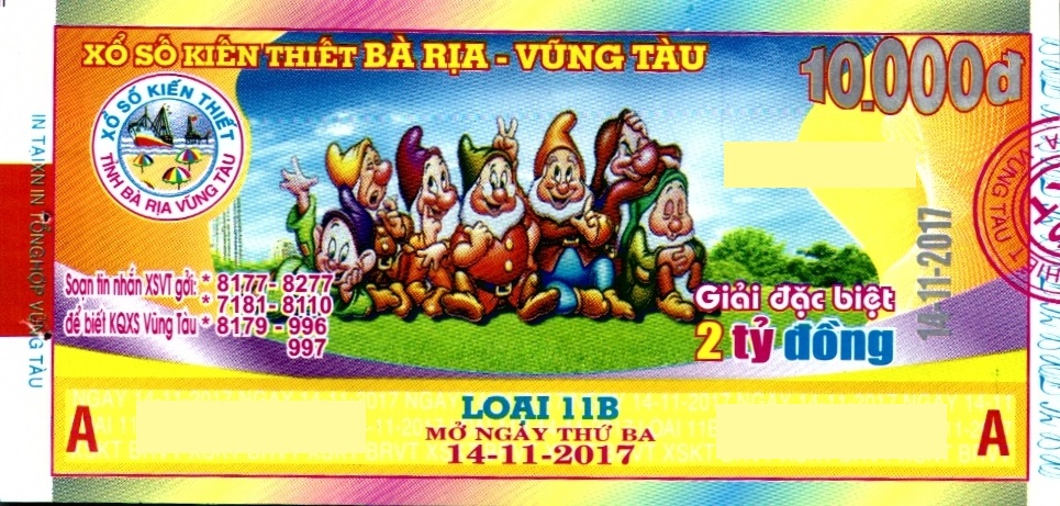 Giải đặc biệt Kỳ vé 11B mở thưởng ngày 14/10/2017