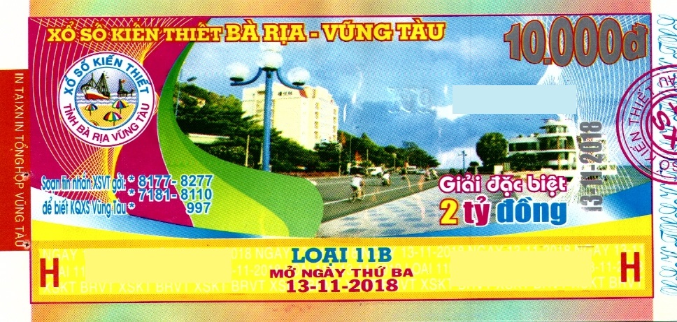 Giải đặc biệt Kỳ vé 11B mở thưởng ngày 13/11/2018