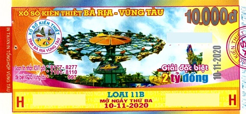 Giải đặc biệt Kỳ vé 11B mở thưởng ngày 13/11/2020