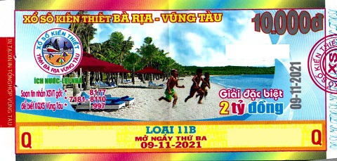 Giải đặc biệt Kỳ vé 11B mở thưởng ngày 09/11/2021