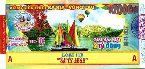 Giải đặc biệt Kỳ vé 11B mở thưởng ngày 08/11/2022