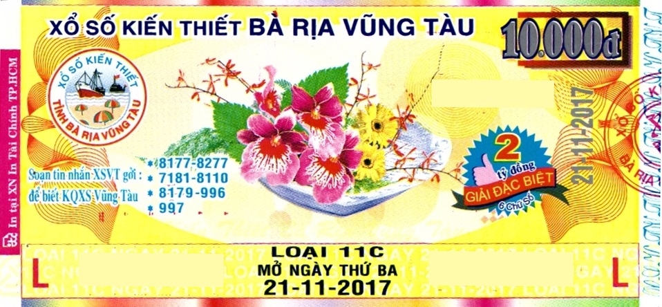 Giải đặc biệt Kỳ vé 11C mở thưởng ngày 21/11/2017