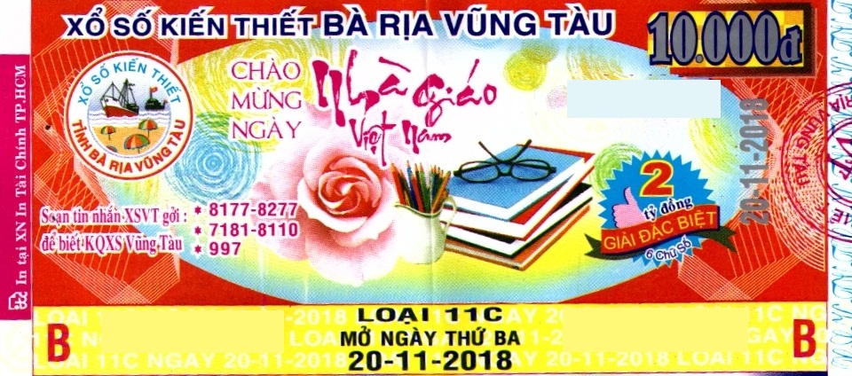 Giải đặc biệt Kỳ vé 11C mở thưởng ngày 20/11/2018
