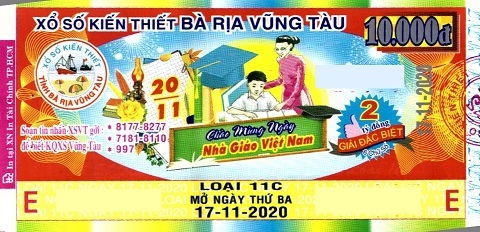 Giải đặc biệt Kỳ vé 11C mở thưởng ngày 17/11/2020