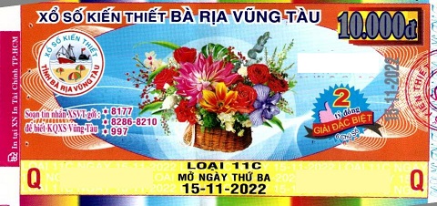 Giải đặc biệt Kỳ vé 11C mở thưởng ngày 15/11/2022