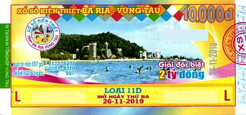 Giải đặc biệt Kỳ vé 11D mở thưởng ngày 26/11/2019