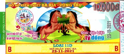 Giải đặc biệt Kỳ vé 11D mở thưởng ngày 23/11/2021