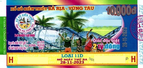 Giải đặc biệt Kỳ vé 11D mở thưởng ngày 28/11/2023