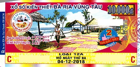 Giải đặc biệt Kỳ vé 12A mở thưởng ngày 04/12/2018