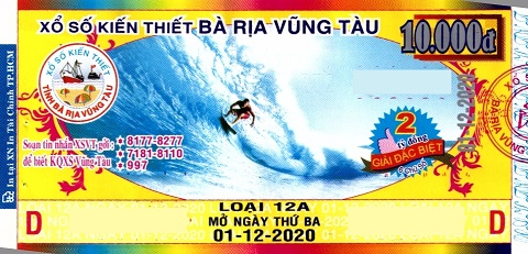 Giải đặc biệt Kỳ vé 12A mở thưởng ngày 01/12/2020