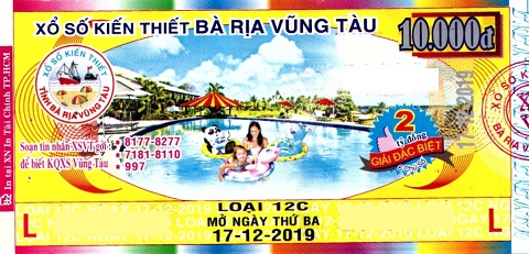 Giải đặc biệt Kỳ vé 12C mở thưởng ngày 17/12/2019