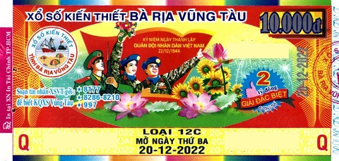 Giải đặc biệt Kỳ vé 12C mở thưởng ngày 20/12/2022