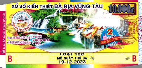 Giải đặc biệt Kỳ vé 12C mở thưởng ngày 19/12/2023