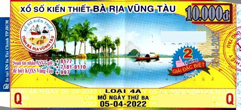 Giải đặc biệt Kỳ vé 4B mở thưởng ngày 12/04/2022